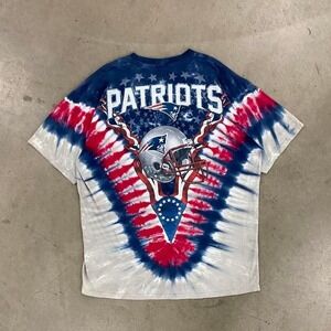 Vintage NFL New England Patriots 2000s Tie Dye AOP Football T-Shirt Size XL